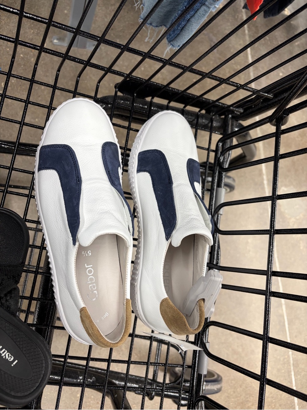 Gabor White, Navy & Tan Slip-On Loafers